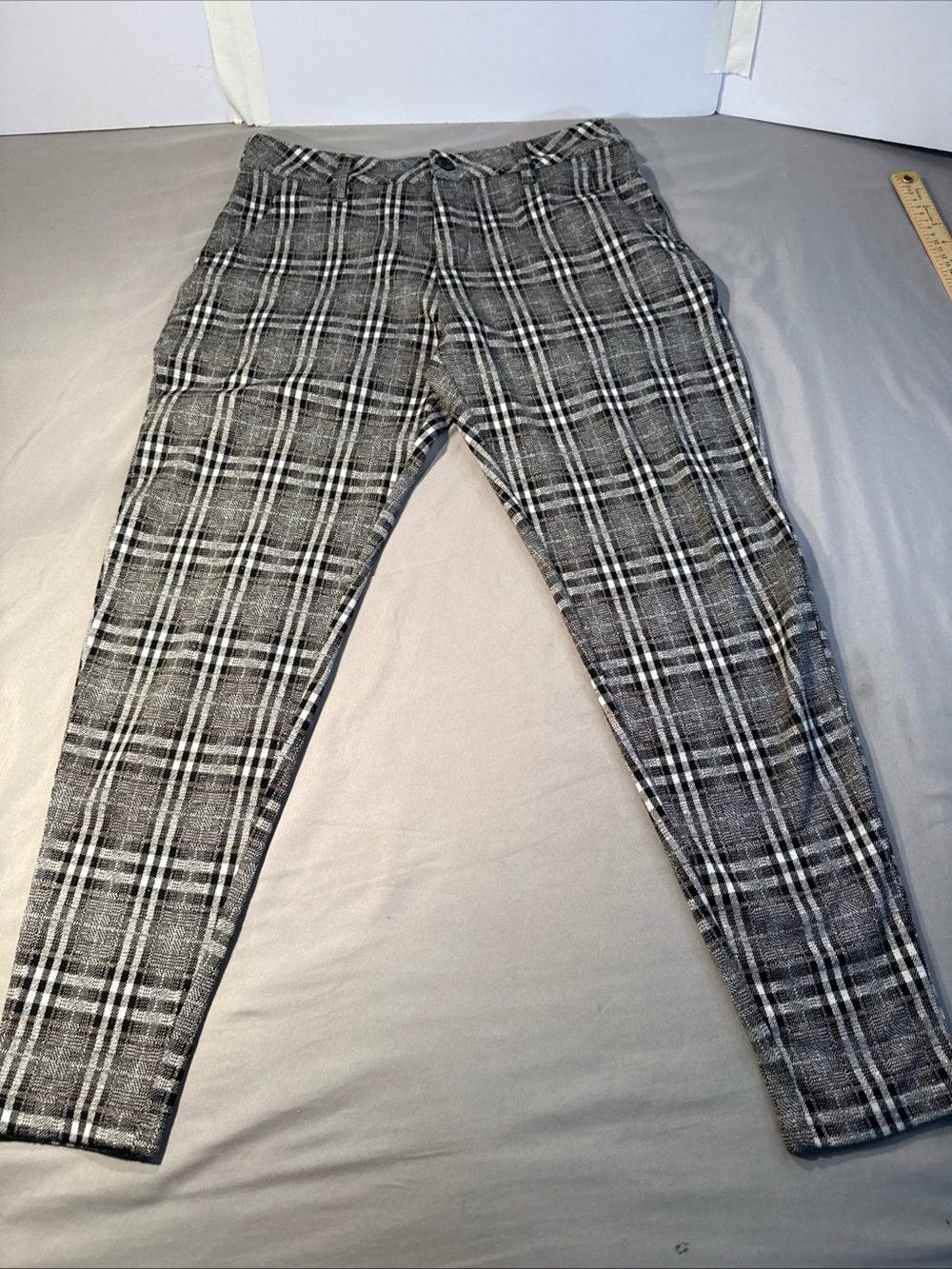 YoungLA Men’s Gray Plaid Dress Pants - Tailored Slim Fit